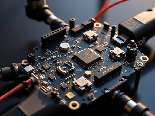 无人机电调产品展示，小型化设计，散热良好，金属外壳质感